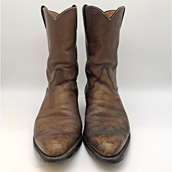 Justin 3826 Farm & Ranch Boss Brown Leather Cowboy Boots Men's 8.5 EE Work Shoes - Picture 2 of 12